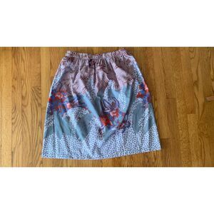 Vintage 70's Croquette Sears Tropical Midi Grandma High Waist Skirt 16 Petite